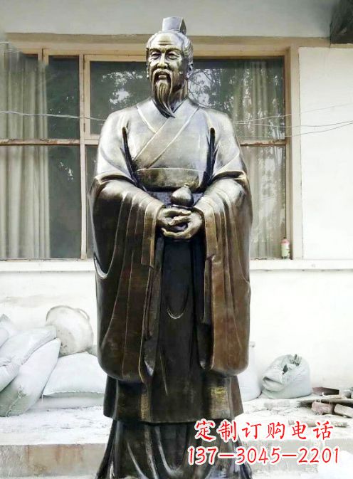 贵阳中国古代名医扁鹊铸铜雕像半身像