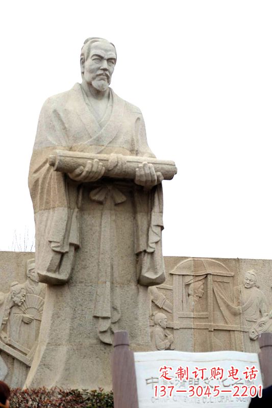贵阳中国历史名人北宋绘画大师清明上河图画家张择端汉白玉石雕像