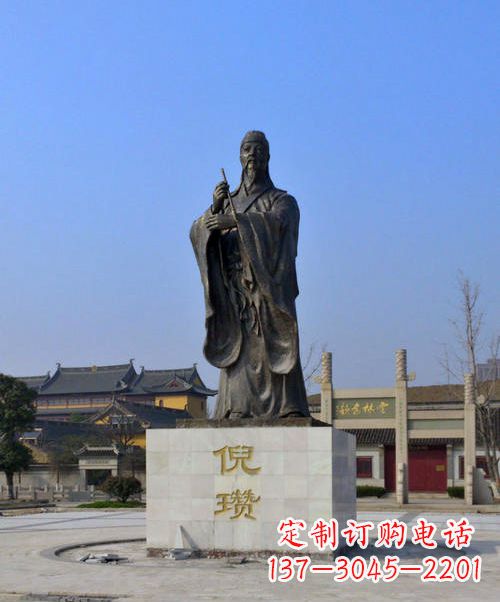 贵阳中国历史名人元末明初画家诗人倪瓒铜雕塑像