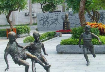 贵阳小孩踢足球公园景观铜雕
