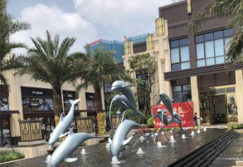 贵阳小区广场水景海豚雕塑