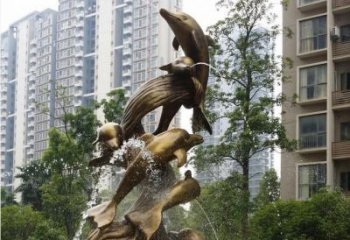 贵阳小区海豚喷泉铜雕