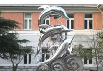 贵阳校园不锈钢海浪海豚雕塑