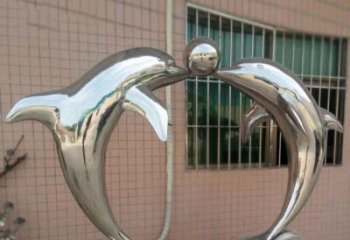 贵阳校园不锈钢海豚顶球雕塑