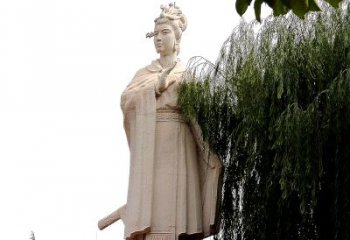贵阳虞姬砂岩石雕-景区园林古代人物著名美女雕像