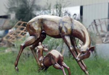 贵阳园林铜雕母子鹿雕塑