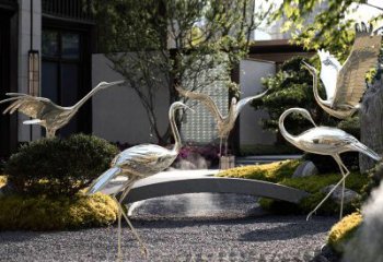 贵阳园林装饰仙鹤不锈钢雕塑