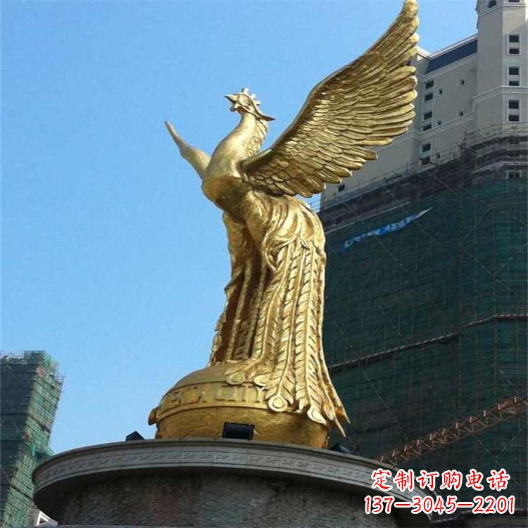 贵阳铸铜鎏金凤凰景观雕塑-城市园林