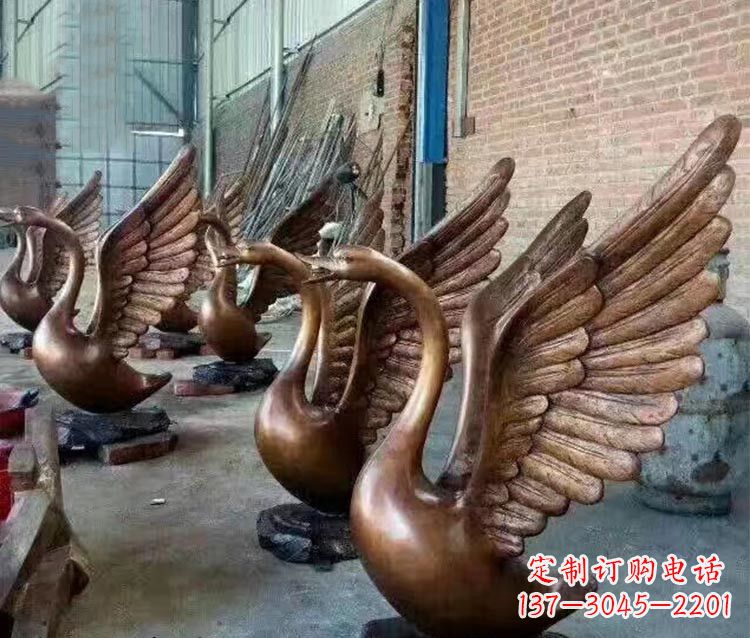 贵阳铸铜天鹅喷水动物喷泉雕塑