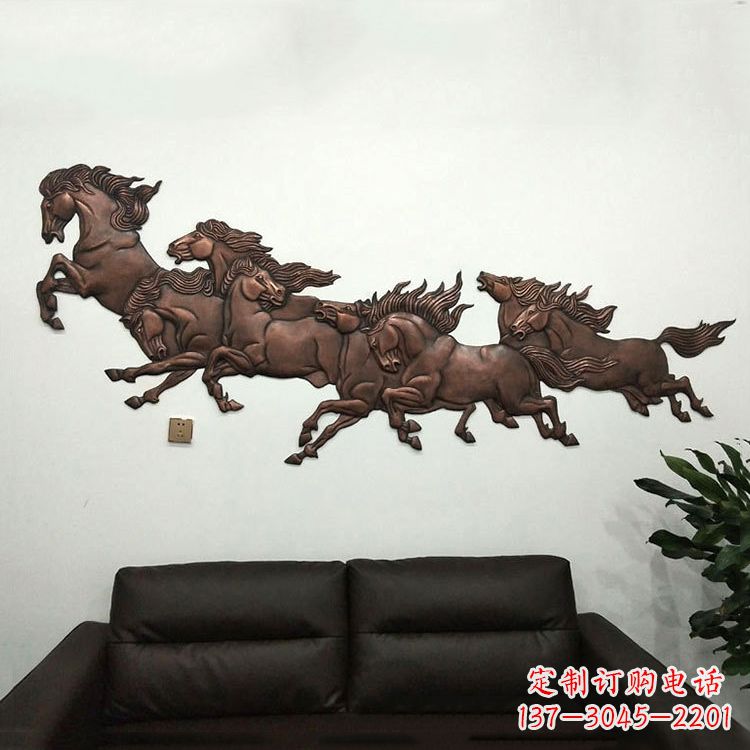 贵阳紫铜马儿浮雕装饰画