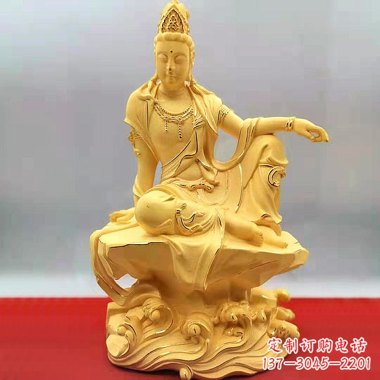 贵阳自在观音纯铜镀金雕塑