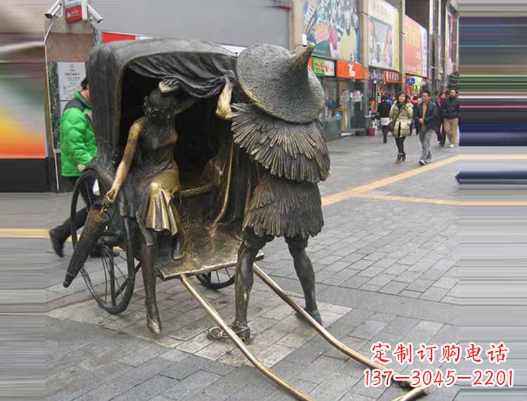贵阳坐黄包车的女人铜雕