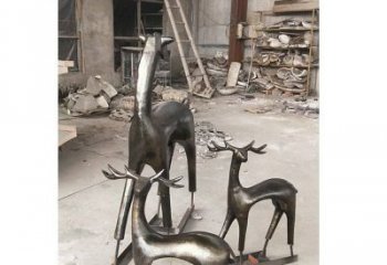 贵阳铸铜梅花鹿动物铜雕摆件