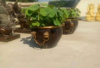 贵阳铸铜狮子头水缸雕塑 