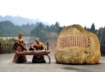 贵阳卓文君与司马相如凤求凰公园景观雕塑-历史典故人物情景雕塑
