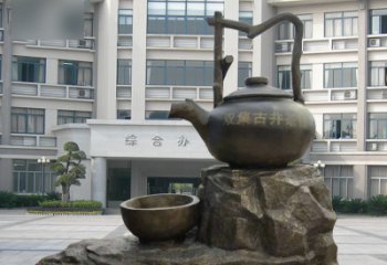 贵阳流水茶壶茶杯景观铜雕